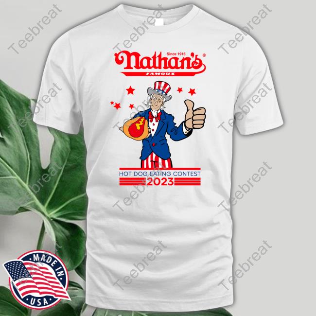 Nathan's Hot Dog 2023 Hot Dog Eating Contest Tee Shirt - Teebreat