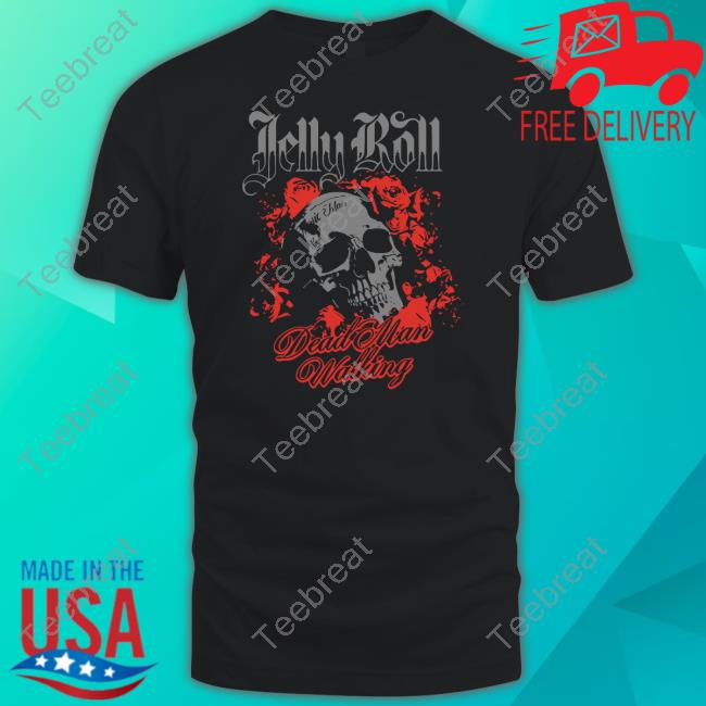Official Jelly Roll Merch Dead Man Walking Black Floral Skull Shirt