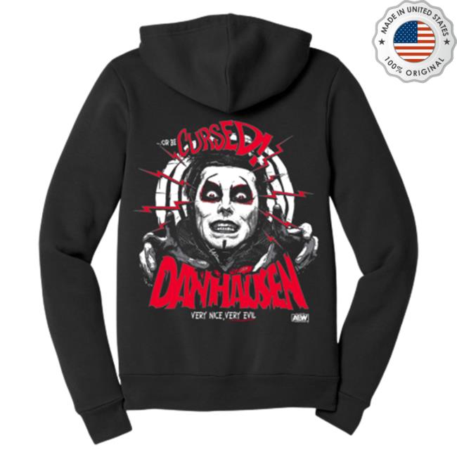Official Shop Aew Apparel Clothing Merch Store All Elite Wrestling Danhausen  - Or Be Cursed! Zip Up Hoodie Double-Sided ShopAew - Teebreat