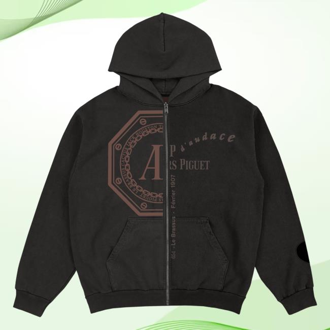 Official Travis Scott Merch Cj X Ap Split Logo Zip Up Hoodie