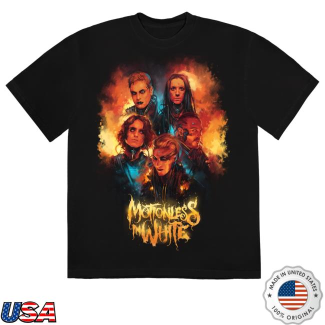 Official Motionless In White Merch The Dark Horizon Tour Flames Hot Shirt