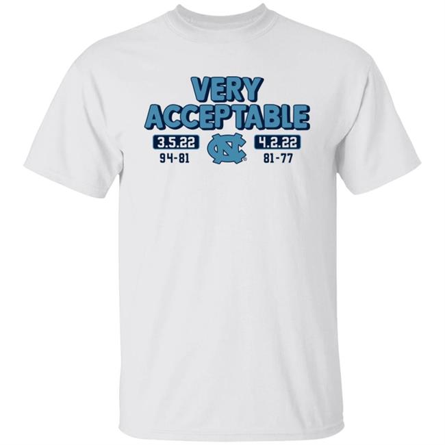 North Carolina Basketball Very Acceptable 3.5.22 4.2.22 94-81 81-77 Shirt Breaking T North Carolina Basketball Very Acceptable 3.5.22 4.2.22 94-81 81-77 Shirt Breaking T