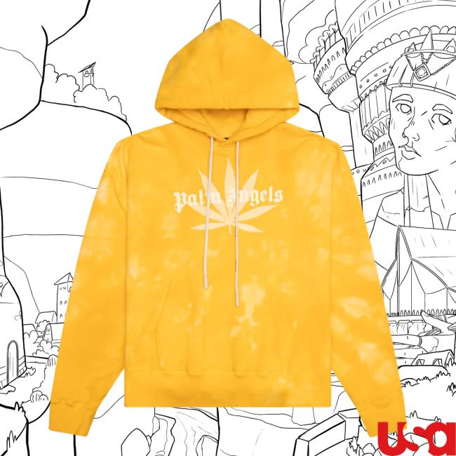 Official Feature Merch Store Shop Palm Angels Leaf Tie Dye Pullover Hoodie - Yellow Feature Apparel Clothing