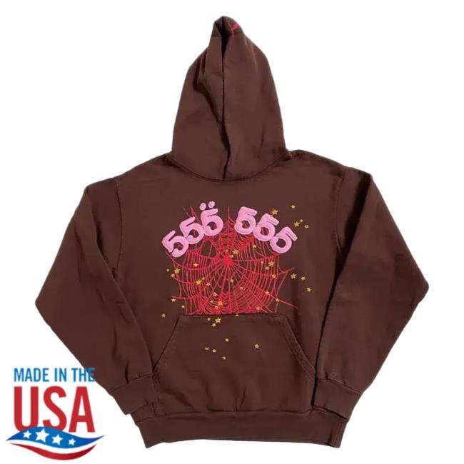Official Sp5der Clothing Apparel Sp5der Angel Number Hoodie Brown Sp5der Merch Store Shop