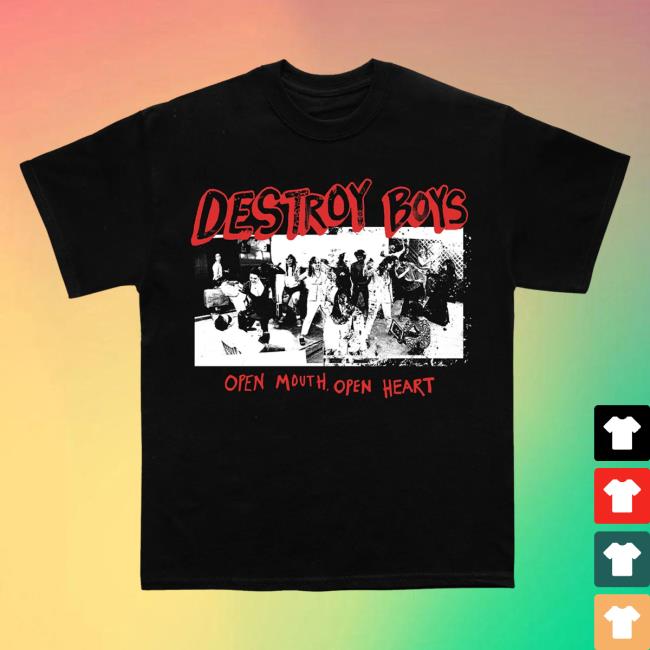 Official Hopeless Records Merch Destroy Boys 'Open Mouth, Open Heart' Black Top Shirt Hopelessrecords