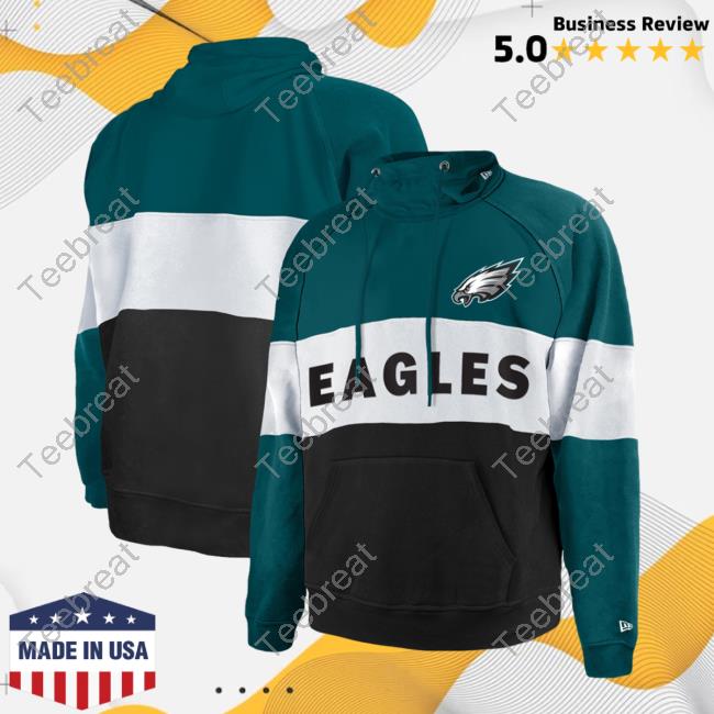 Official PhiladelphiaEagles Clothing Merch Store Shop New Era Midnight Green Philadelphia Eagles Big & Tall Current Colorblock Sweaters