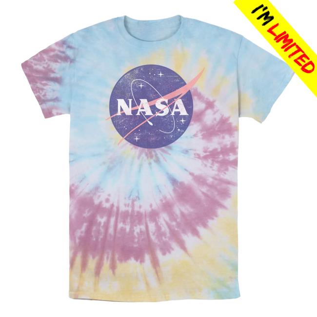 Official Kohls Apparel Clothing Store Shop Merch Licensed Character NASA Distressed Simple Logo Wash Tie Dye Shirt 2023