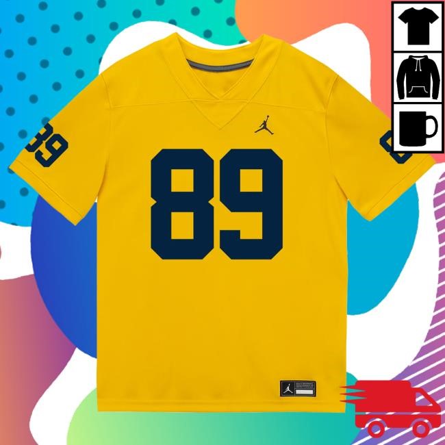 Michigan Wolverines #89 Kaleb Schlecht Student Athlete Maize Football Jersey Top Shirt The M Den Shop