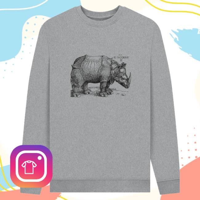 Dürer The Rhinoceros Unisex Crewneck, Light Heather British Museum Store Shop Official Store Shop