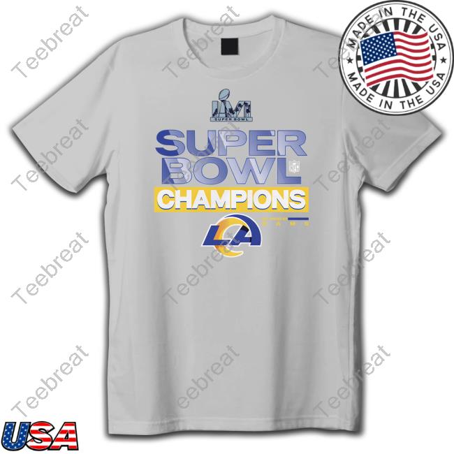 Official Nike Merch Super Bowl Lvi Champions Nfl Los Angeles Rams Shirt
