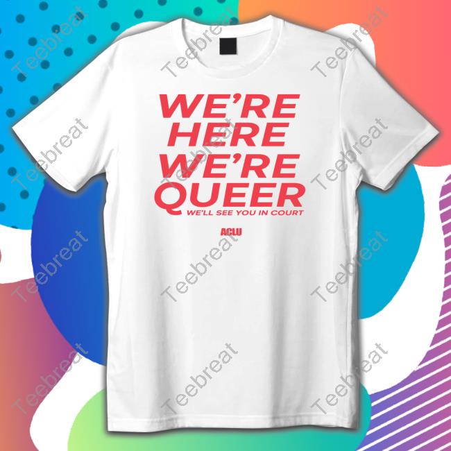 AcluShop We're Here We're Queer Ringer Hoodie