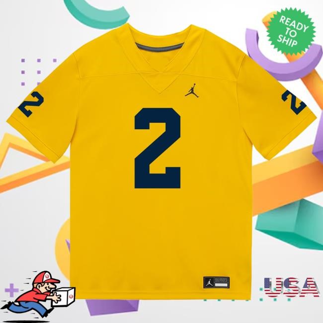 The M Den Michigan Wolverines #2 Jadyn Davis Student Athlete Maize Football Jersey Shirt