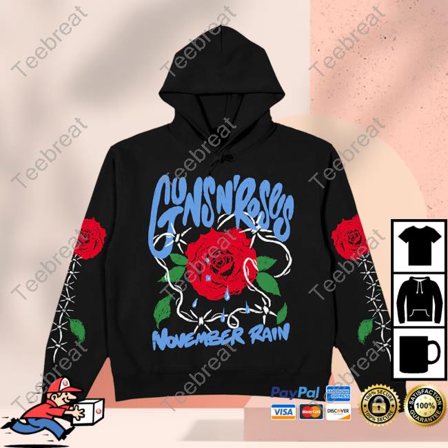 Official Guns N' Roses Clothing Store Shop November Rain Black Pullover Hoodie Gnr Merch