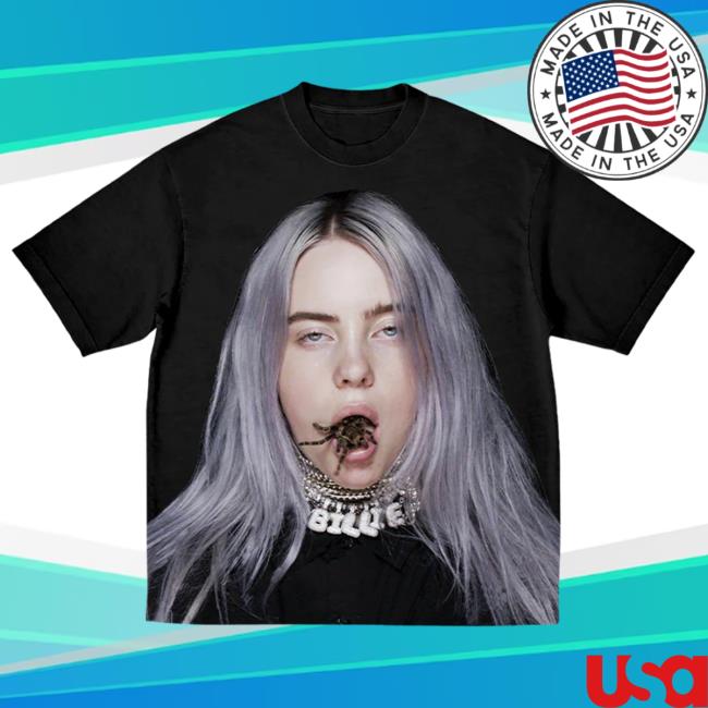 Official Interscope Records Billie Eilish Merch Store Billie Eilish Tarantula Mouth Shirts Billie Eilish Apparel Clothing Shop