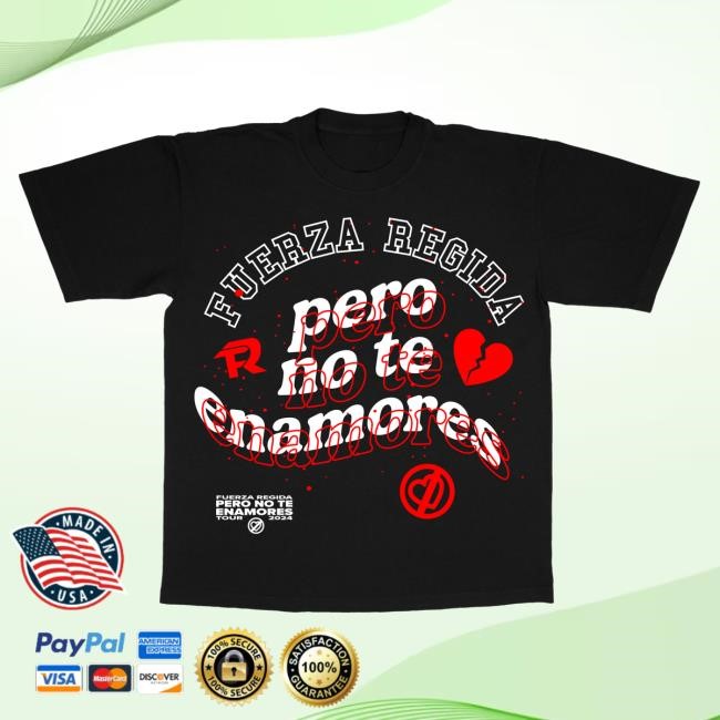Official Fuerza Regida Merch Store Broken Heart - Black S/S 2024 Shirt Fuerzaregida Shop Clothing