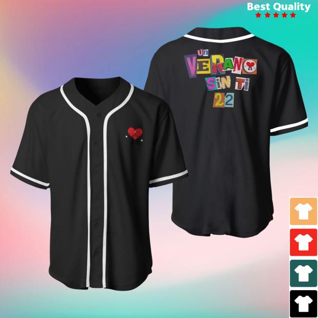 Official BadBunny Pr Clothing Merch Store Bad Bunny Baseball Jersey Hot Shirt Black BBNJS07 BadbunnyPr Shop
