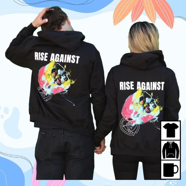 Official Rise Against Projecting Skull Zip Up Hoody (Black)
