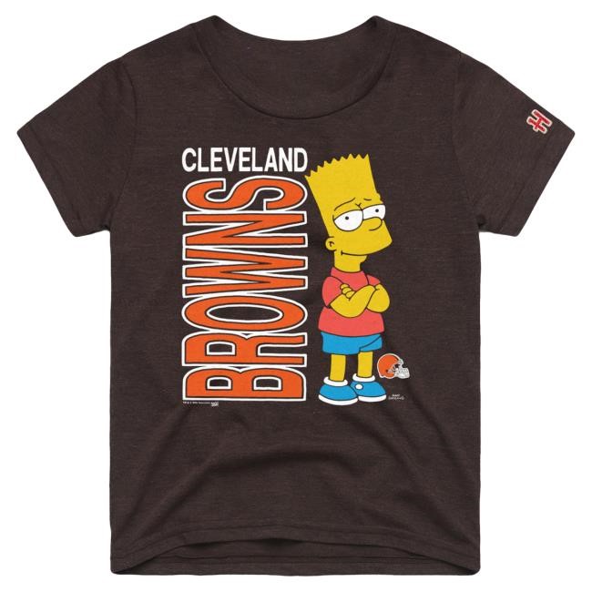 Official Youth Homage x The Simpsons Brown Cleveland Browns Tshirt