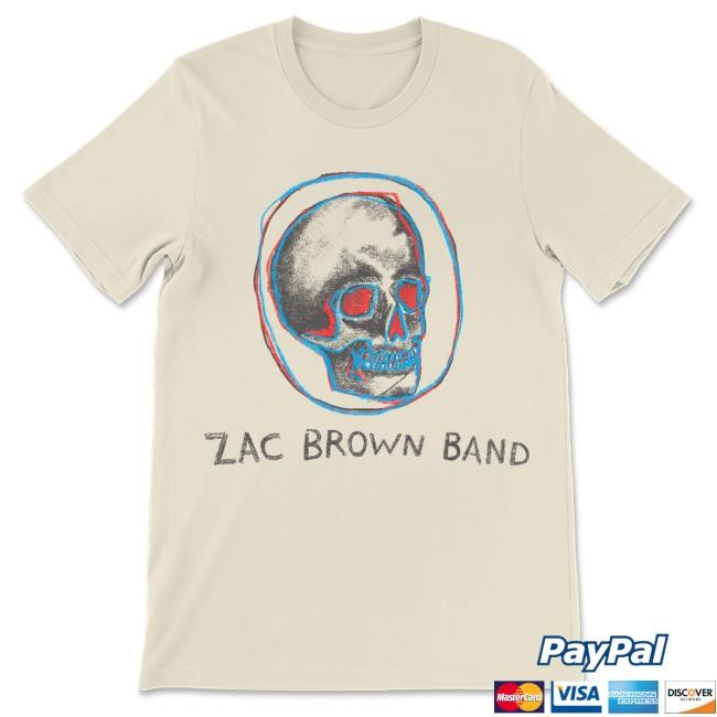 Official Zac Brown Red and Blue Skull T Shirt