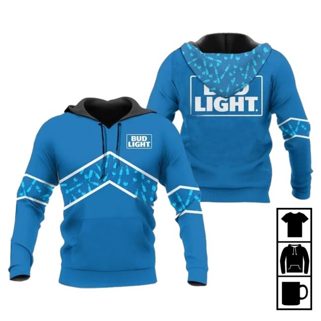 Official Bud Light Beer Blue Wine Pattern Long Sleeve T Shirt