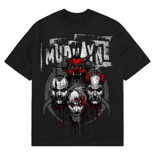 Official Mudvayne Merch Mud Vayne 4 Ghosts Black Tees