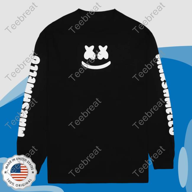 Official Marshmello Music Clothing Store Shop Smile Bar L/S Pullover Sweatshirt Black Marshmellomusic Merch