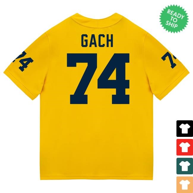 Michigan Wolverines #74 Avery Gach Student Athlete Maize Football Jersey T Shirt The M Den Shop Official