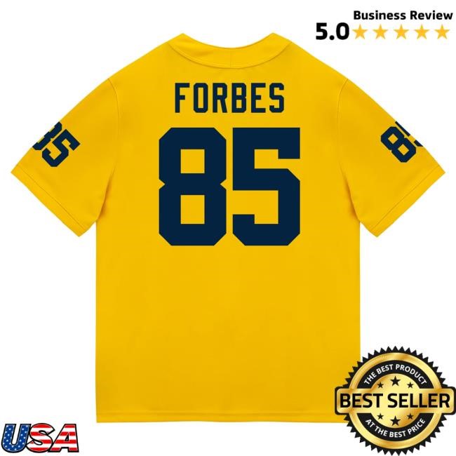 Official The M Den Michigan Wolverines #85 Logan Forbes Student Athlete Maize Football Jersey Shirts