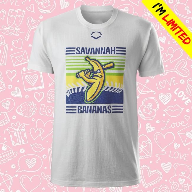 Official Savannah Bananas Merch Bananas Split EvoShield Logo T Shirt SavannahBananas