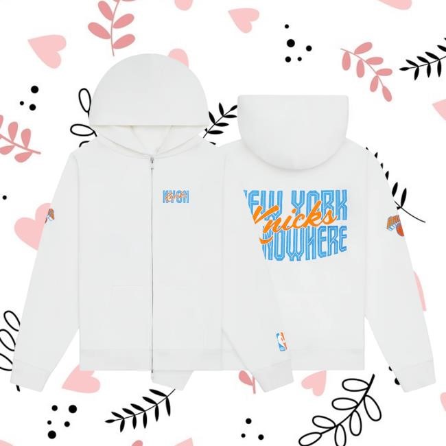 Official Msg Merch Store Shop New York Knicks NYON x Knicks Crisscross White Zip Attractive Hoodie