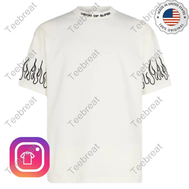 Official Vision Of Super White Shirt 2023 With Black Flames