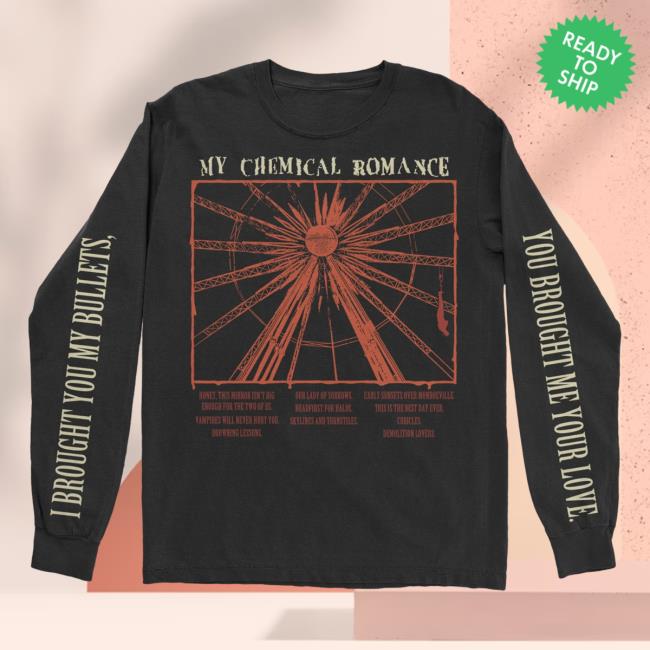 Official Warner Records My Chemical Romance Merch Store Shop Bullets Track Long Sleeve T Shirt MyChemicalRomance
