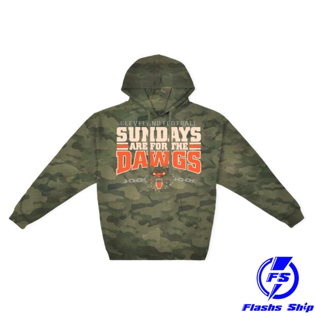 Official Ohio Apparel Clothing Merch Sundays Are For The Dawgs Cleveland Football Crew neck Sweatshirt Camo Ohioclothing