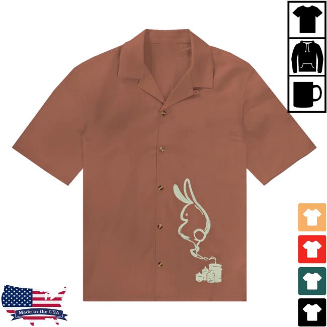 Official Apari Bunny Wisp Button Down Brown Hawaiian Tees