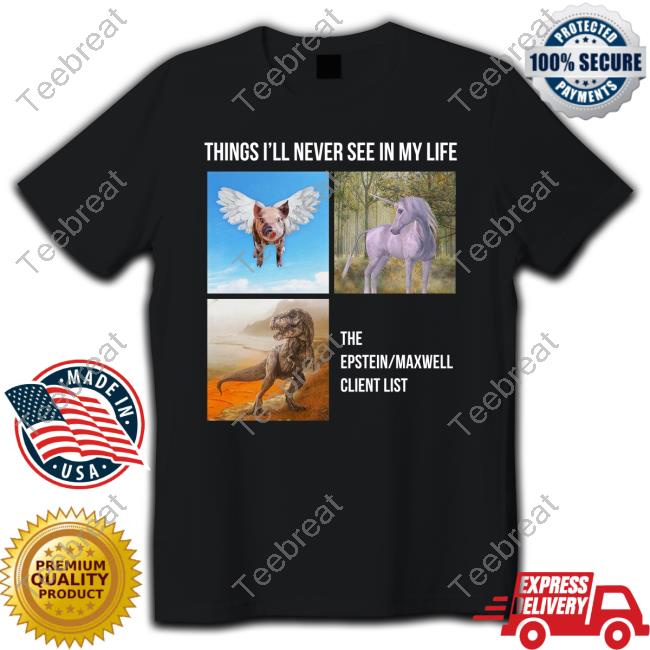 Things I'll Never See In My Life The Epstein Maxwell Client List T Shirt Luke Rudkowski Best Political Shirts Merch