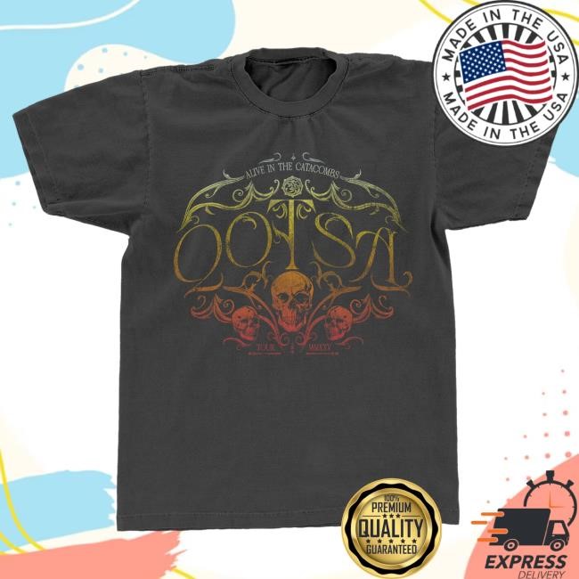 Official Queens of the Stone Age Merch Store Alive In The Catacombs Skull Tour T Shirt (Black) Qotsa Shop
