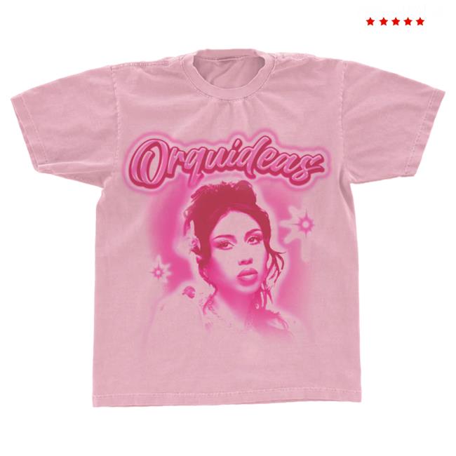 Official Kali Uchis Merch Store Kali Uchis Pink Orquídeas Portrait Short-Sleeve Attractive Shirt Kali Uchis Clothing Shop KaliUchis ShopKaliUchis