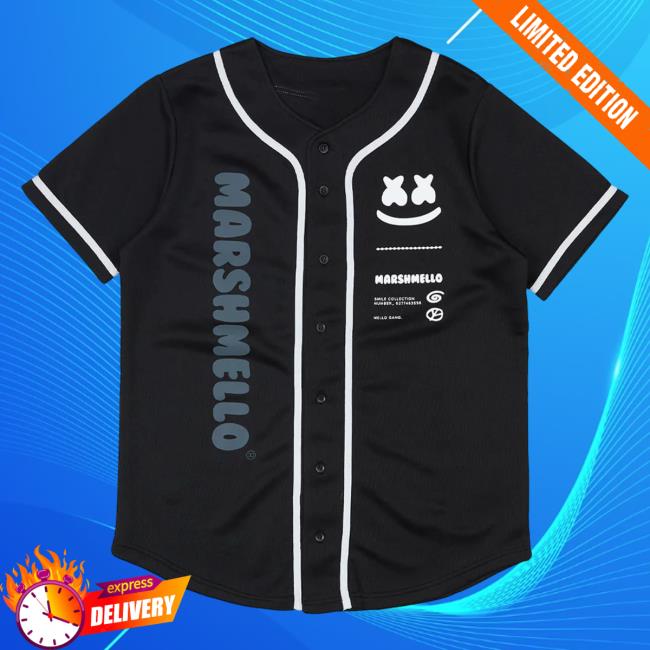 Official Marshmello Apparel Clothing Merch Store Marshmello Mello Gang Gang Baseball Jersey 30 Tee Shirt Black Marsh Mello Shop