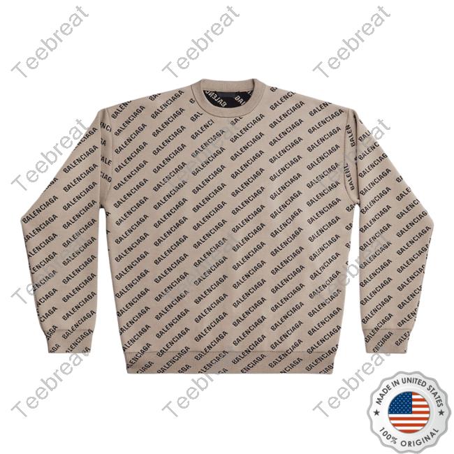 Official Saks Fifth Avenue Clothing Store Shop Balenciaga Mini Allover Logo Beige AOP Tees 3D All Over Print Saksfifthavenue