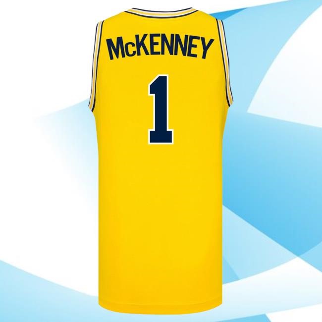 Michigan Wolverines #1 Trey McKenney Student Athlete Maize Basketball Jersey Top Shirt The M Den Shop Official