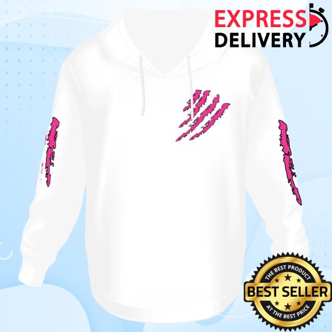 Official 6ix9ine Merch Store Tekashi 6Ix9ine White Pull Over Hoodie Tata Claw Pink