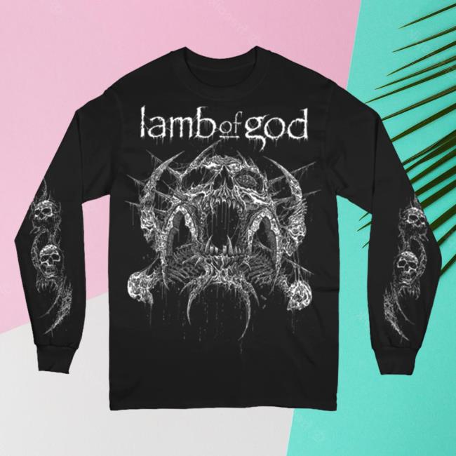 Official Lamb Of God Merch Store Shop Lamb Of God X Mark Riddick Skull Long Sleeve Shirt New Lambofgod