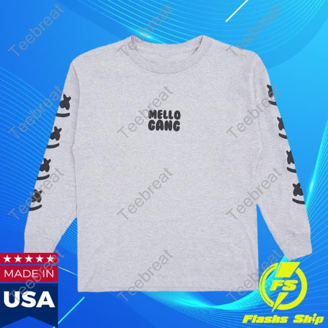 Official Marshmello Music Clothing Store Shop Mellogang Faces L/S Pullover Hoodie Athletic Heather Marshmellomusic Merch