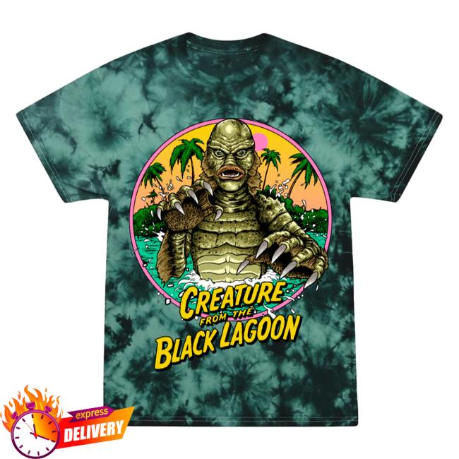Official Cavity Colors Creature From The Black Lagoon Beachside Creepin’ 3D Tie Dye Tee Shirt Cavitycolors