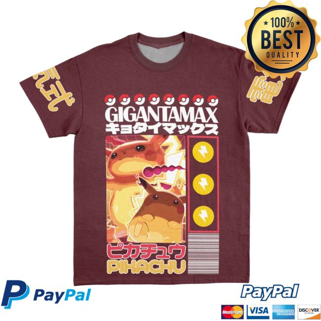 Official Anime Ape Clothing Gigantamax Pikachu Pokemon Streetwear AOP Shirt 2023 3D All Over Print Animeape
