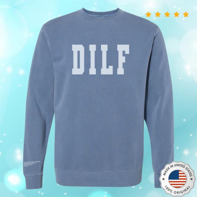 Official Call Her Daddy Apparel Clothing Store Shop CHD Merch DILF Crew neck Sweatshirt Blue CallHerDaddy