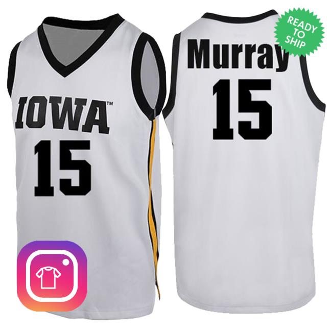 Official Iowa Hawkeyes Merch Store Iowa Hawkeyes Murray #15 White Jersey Popover Shirt Iowa Hawkeyes Apparel Clothing Shop