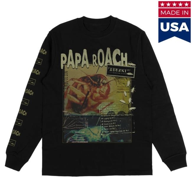 Official Papa Roach IInf25t Scraps Long Sleeve Shirt (Black)