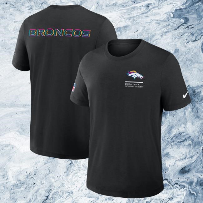 Official Denver Broncos Men's Nike Black Denver Broncos 2025 NFL Crucial Catch Tri-Blend Dri-FIT New Shirt DenverBroncos
