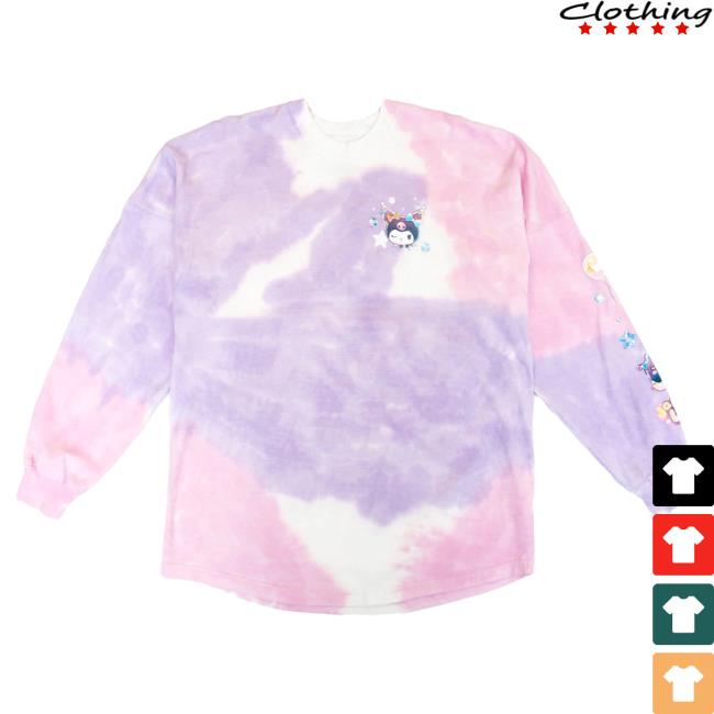 Official Sanrio Apparel Clothing Kuromi Merch Kuromi Japanla Pastel Party Tie-Dye Spirit Sweatshirt Sanrio Shop Store